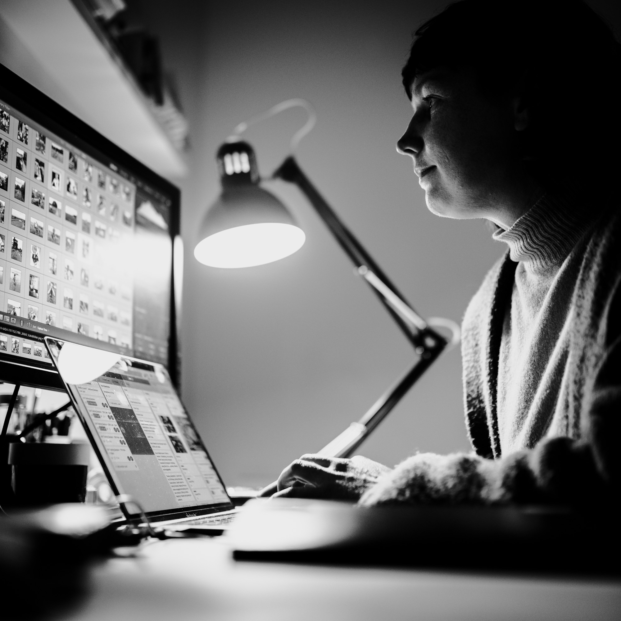 Jo working on a photographic curation